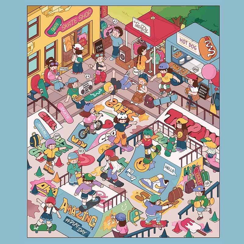 Fantasy Street DIY 3D Scene Stickers 3 Cute Miniature Scenes(L)