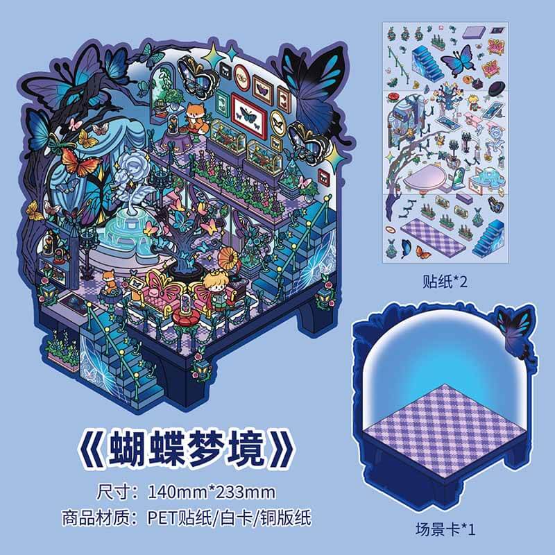 Fantasy Travel DIY 3D Scene Stickers 4 Cute Miniature Scenes(M)