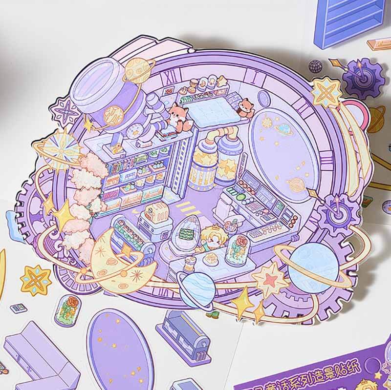 Fantasy Travel DIY 3D Scene Stickers 4 Cute Miniature Scenes(M)