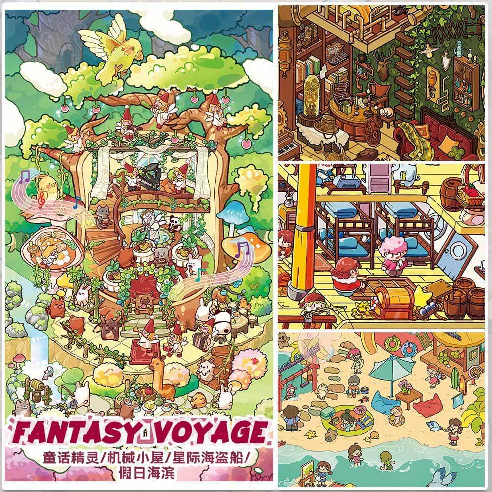 Fantasy Voyage DIY 3D Scene Stickers 2 Cute Miniature Scenes(xL)