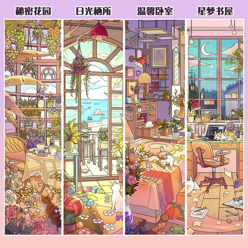 Feline Haven DIY 3D Sticker 4 Cute Miniature Scenes(L)