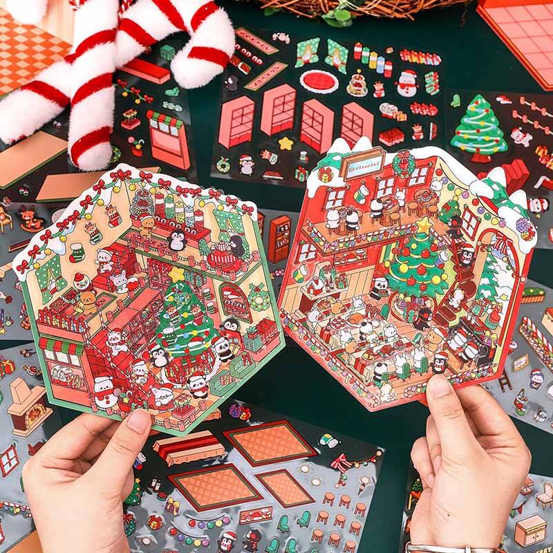 Festive Feast DIY 3D Scene Stickers 4 Cute Miniature Scenes(S)