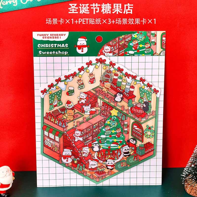 Festive Feast DIY 3D Scene Stickers 4 Cute Miniature Scenes(S)