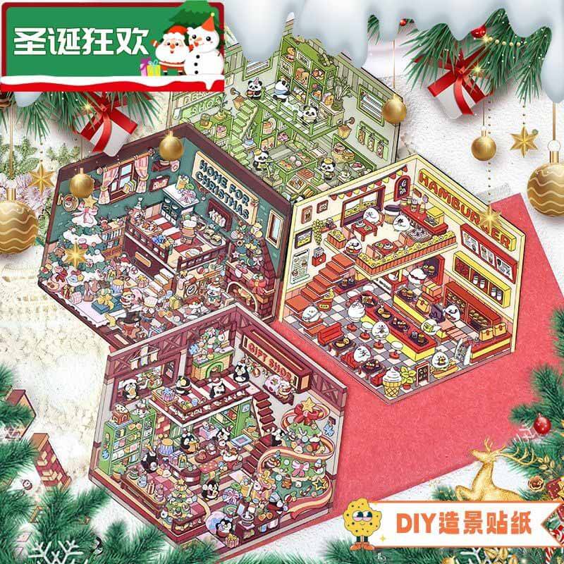Festive Fun DIY 3D Scene Stickers 4 Cute Miniature Scenes(S)