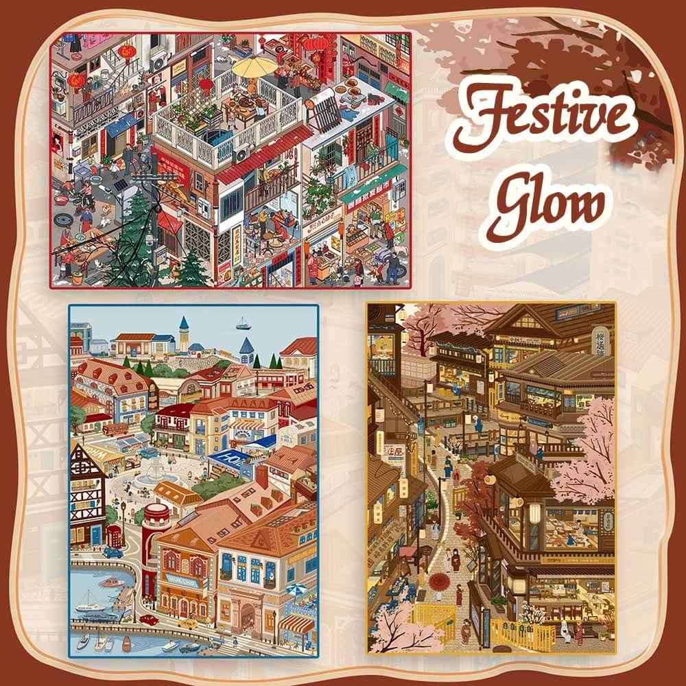 Festive Glow DIY 3D Scene Stickers 3 Cute Scenes(L)