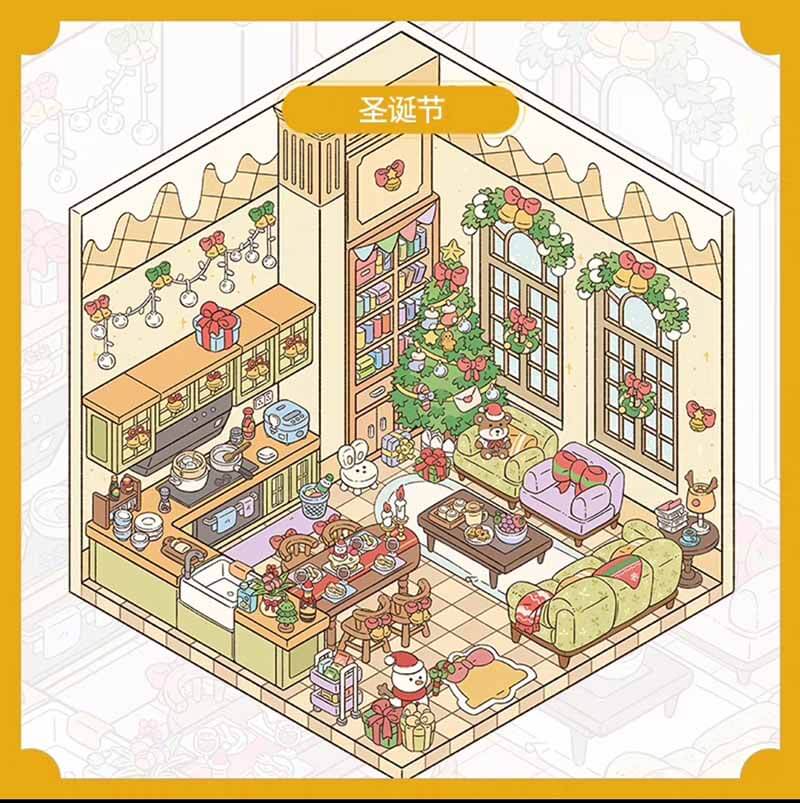 Festive Market DIY 3D Scene Stickers 4 Cute Miniature Scenes