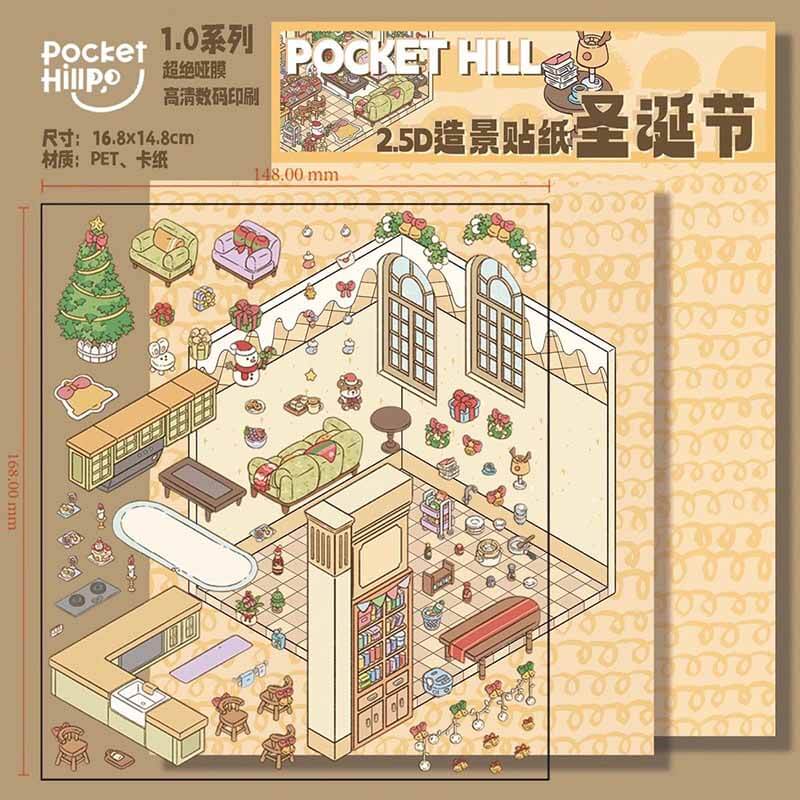 Festive Market DIY 3D Scene Stickers 4 Cute Miniature Scenes