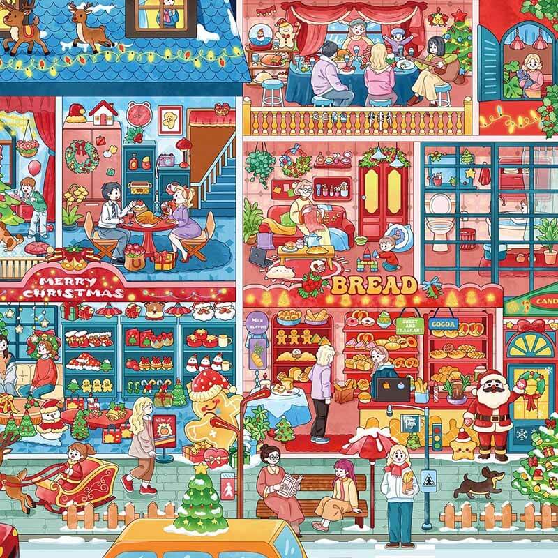 Festive Streets DIY 3D Scene Stickers 2 Cute Miniature Scenes(L)