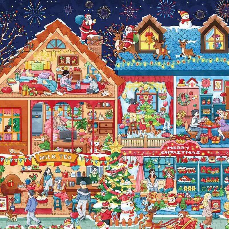 Festive Streets DIY 3D Scene Stickers 2 Cute Miniature Scenes(L)