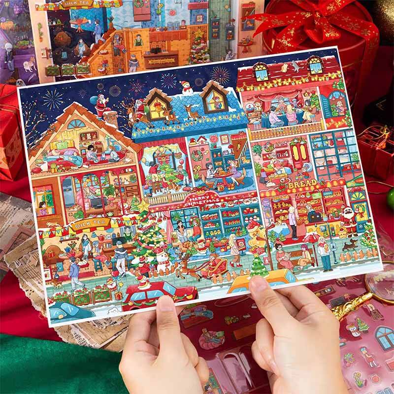 Festive Streets DIY 3D Scene Stickers 3 Cute Miniature Scenes(L)