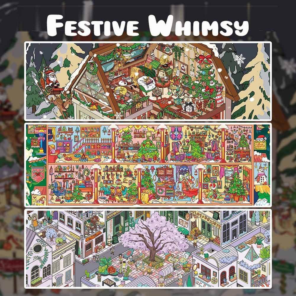 Festive Whimsy DIY 3D Scene Stickers 3 Cute Scenes(L)