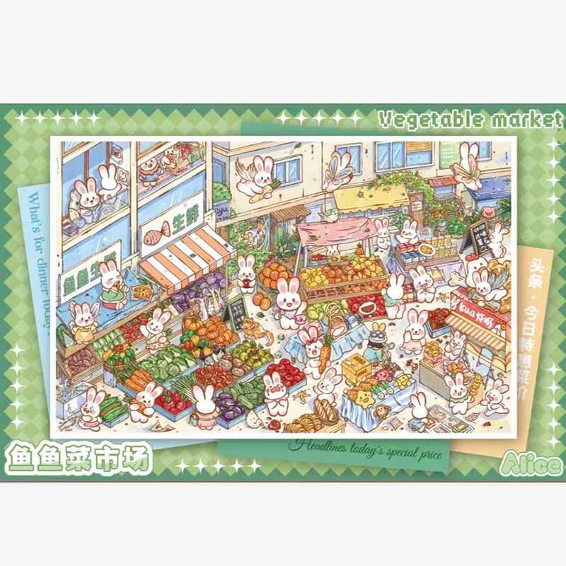 Fishy Town DIY 3D Scene Sticker 3 Cute Miniature Scenes(M&L)