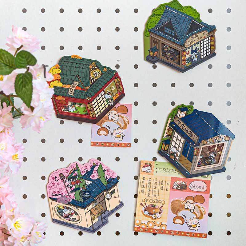 Flavors of Japan DIY 3D Scene Stickers 4 Cute Miniature Scenes (S)
