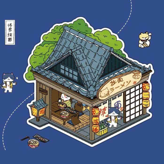 Flavors of Japan DIY 3D Scene Stickers 4 Cute Miniature Scenes (S)
