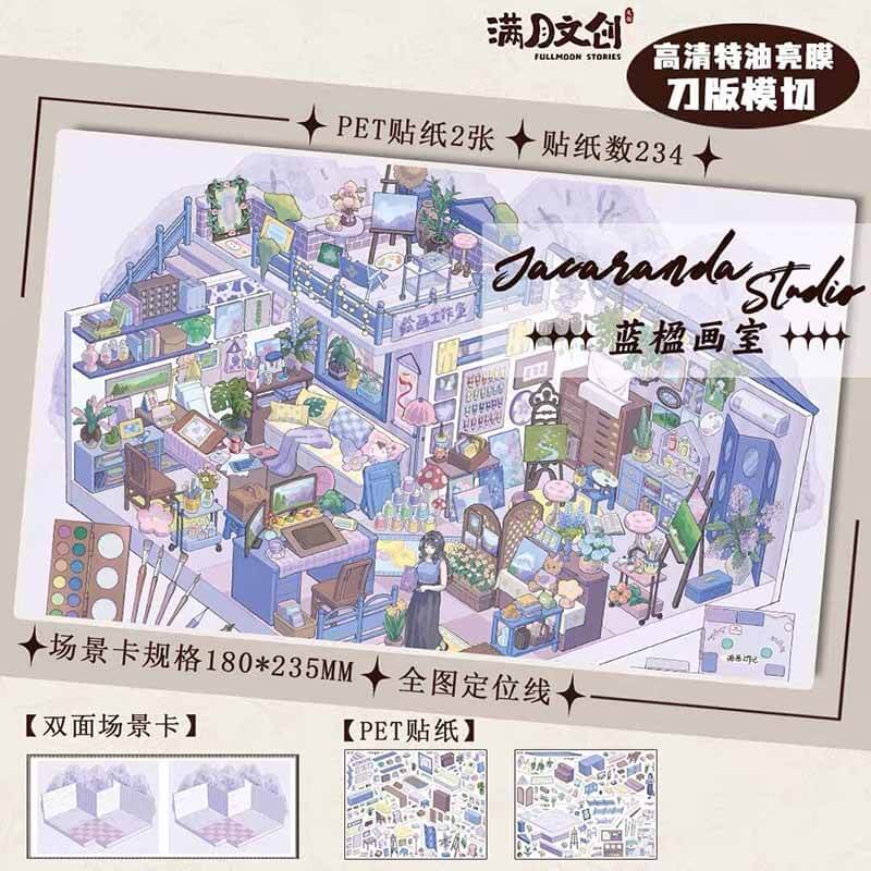 Floral Day DIY 3D Scene Stickers With Guide Lines(M)