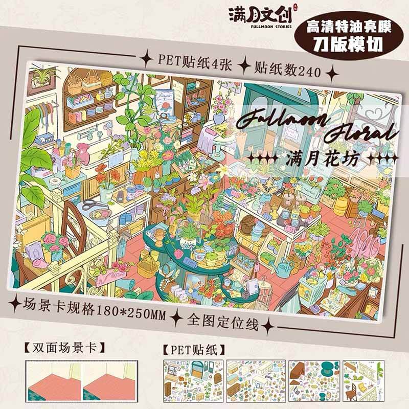 Floral Day DIY 3D Scene Stickers With Guide Lines(M)