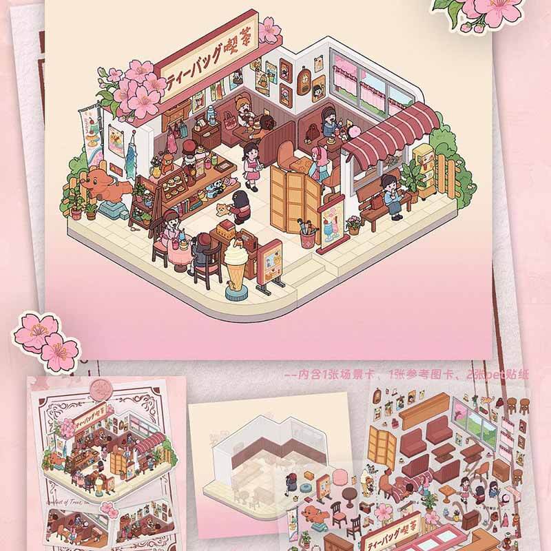 Floral Serenade DIY 3D Scene Stickers 3 Cute Miniature Scenes(L)