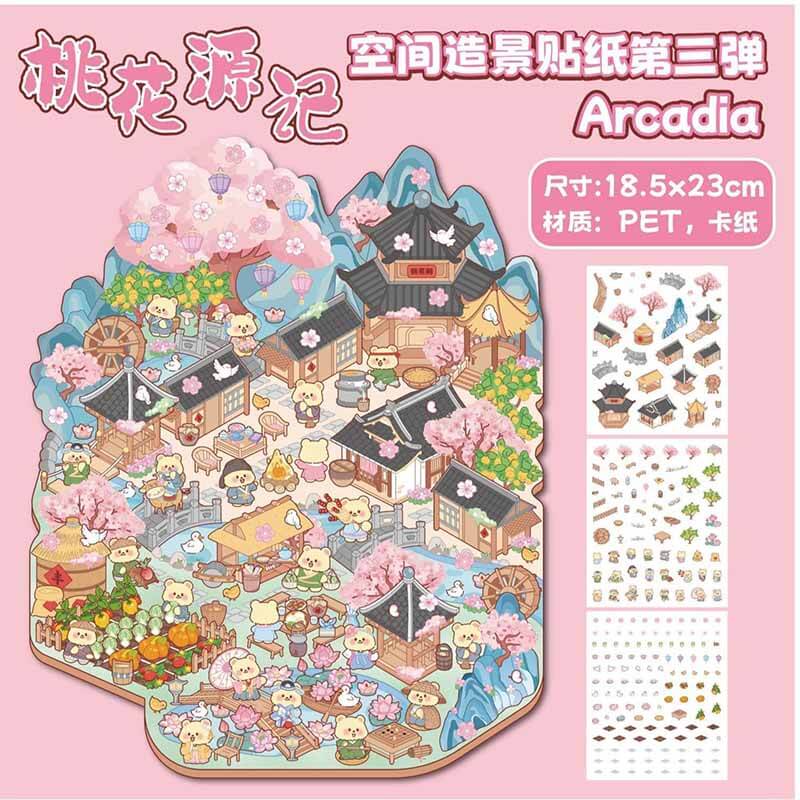 Floral Serenity 3D Sticker Collection 4 Cute Miniature Scenes