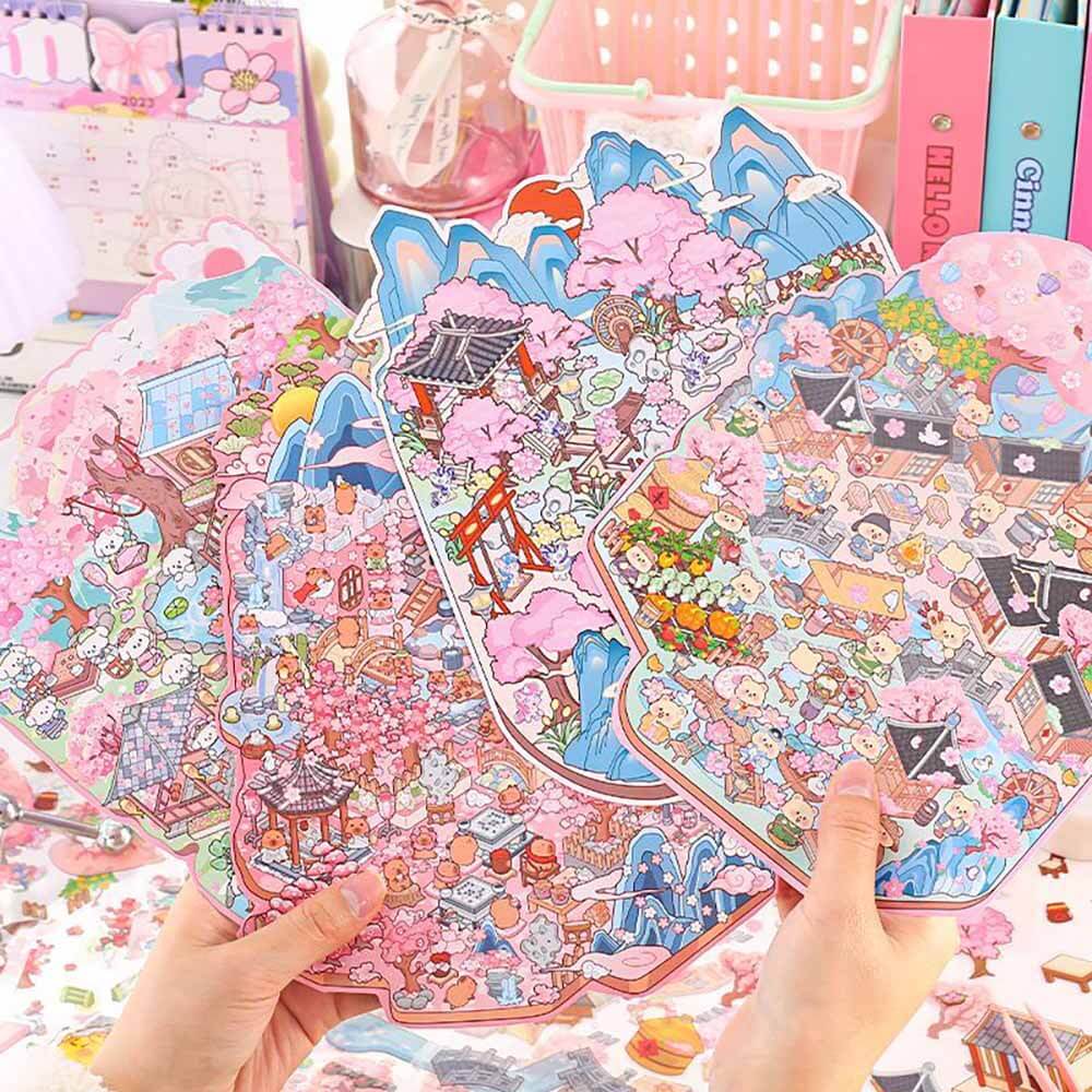 Floral Serenity 3D Sticker Collection 4 Cute Miniature Scenes