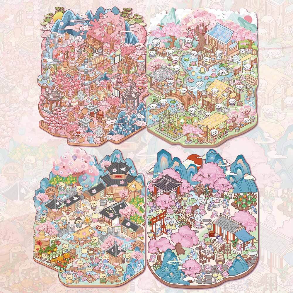 Floral Serenity 3D Sticker Collection 4 Cute Miniature Scenes