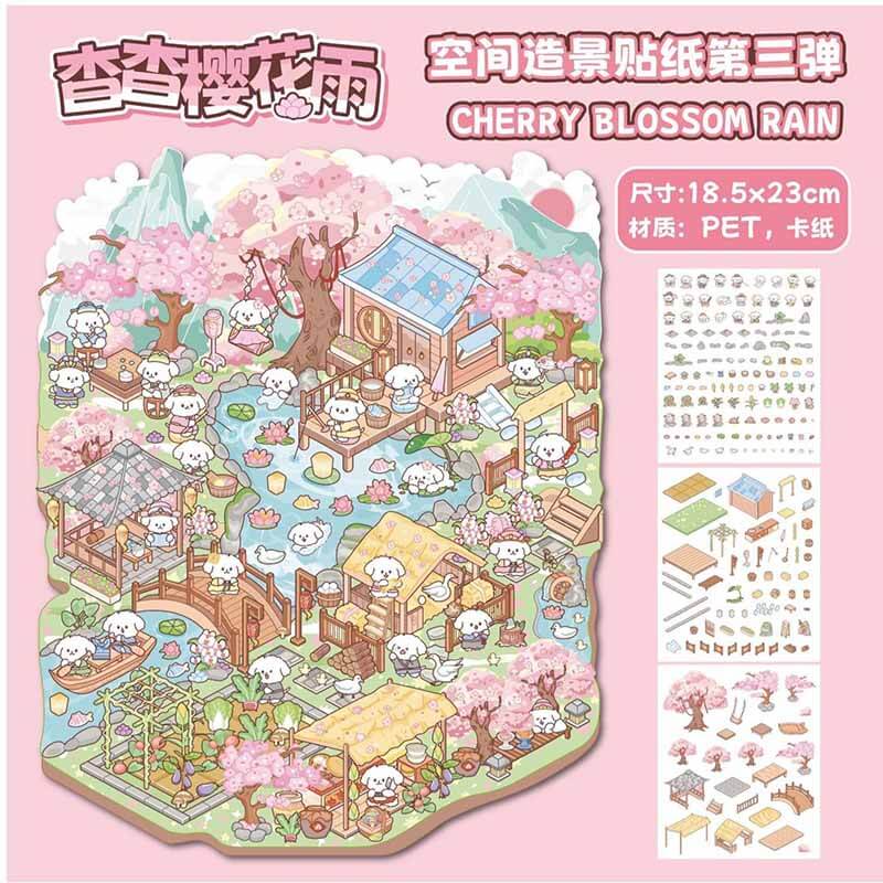 Floral Serenity 3D Sticker Collection 4 Cute Miniature Scenes
