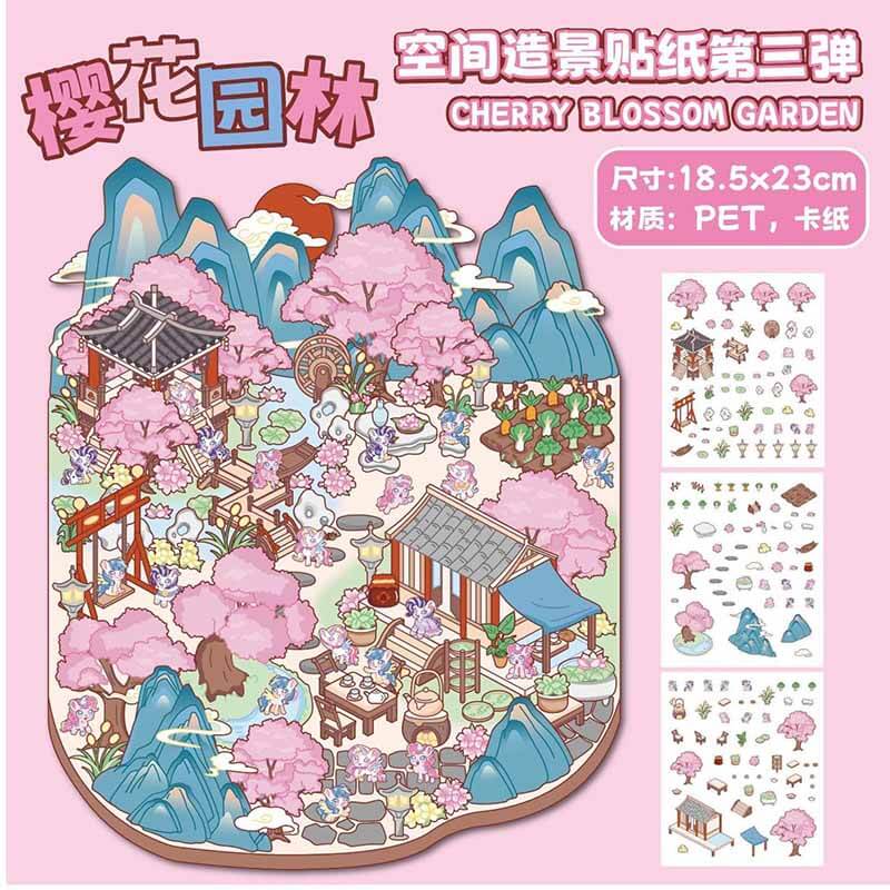 Floral Serenity 3D Sticker Collection 4 Cute Miniature Scenes