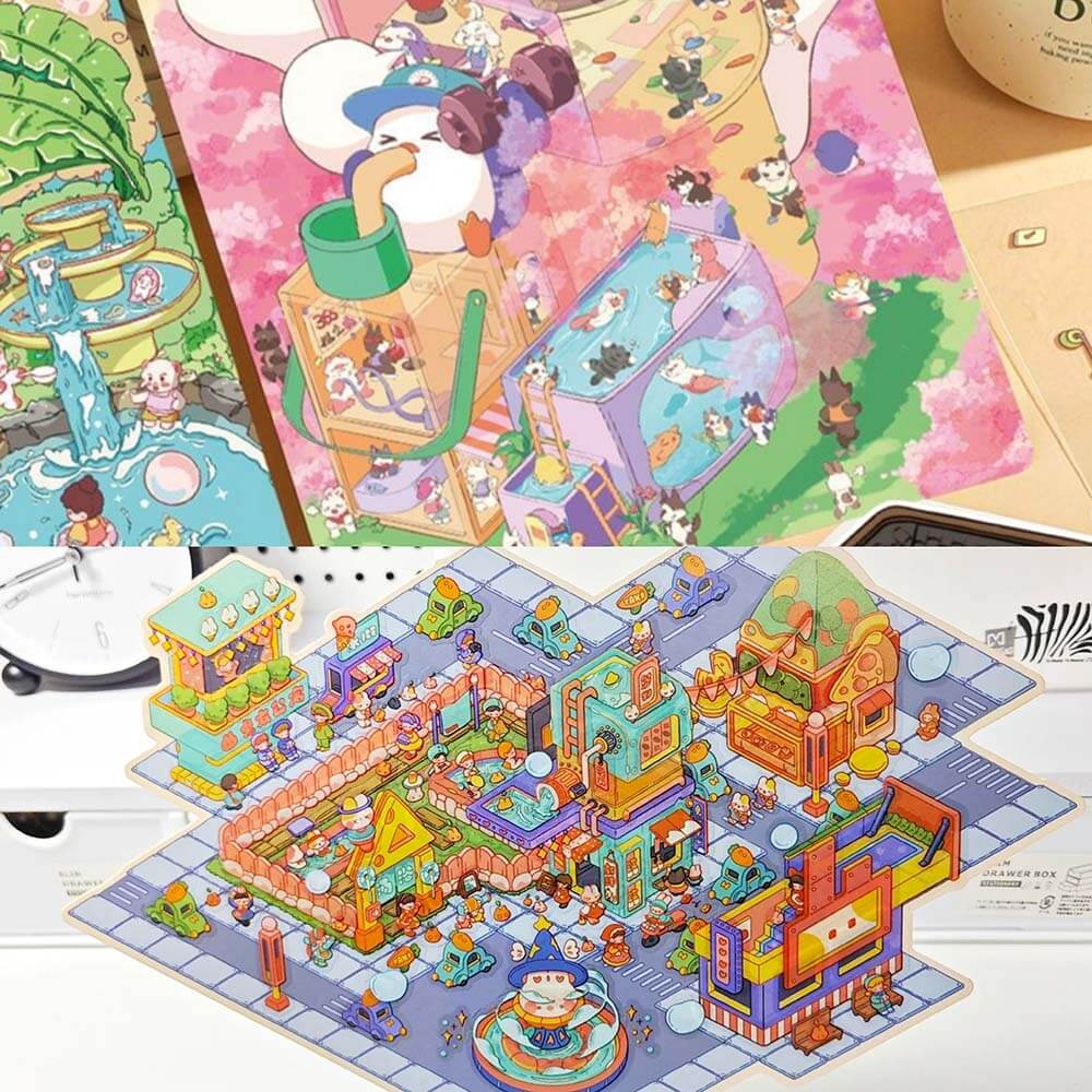 Floral & Foam DIY 3D Scene Stickers 2 Cute Miniature Scenes(L)