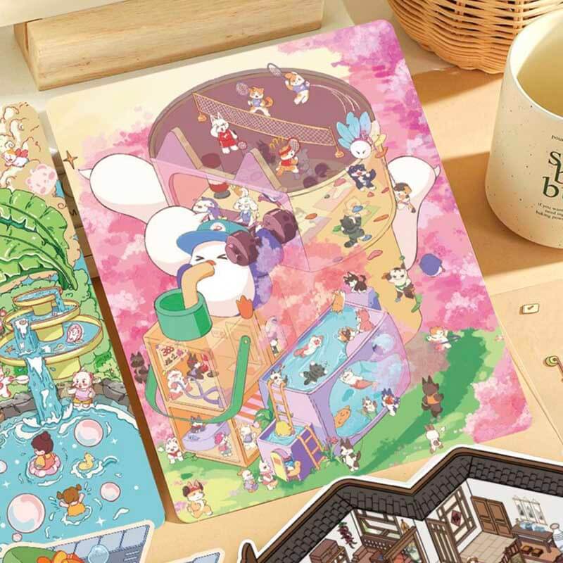 Floral & Foam DIY 3D Scene Stickers 2 Cute Miniature Scenes(L)