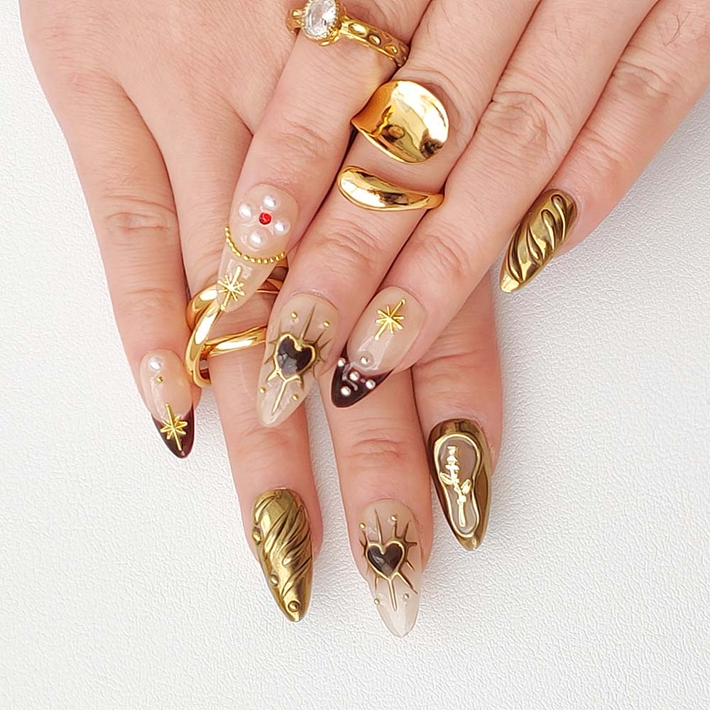 Art Garden Press On Nails Flowering Hearts 191