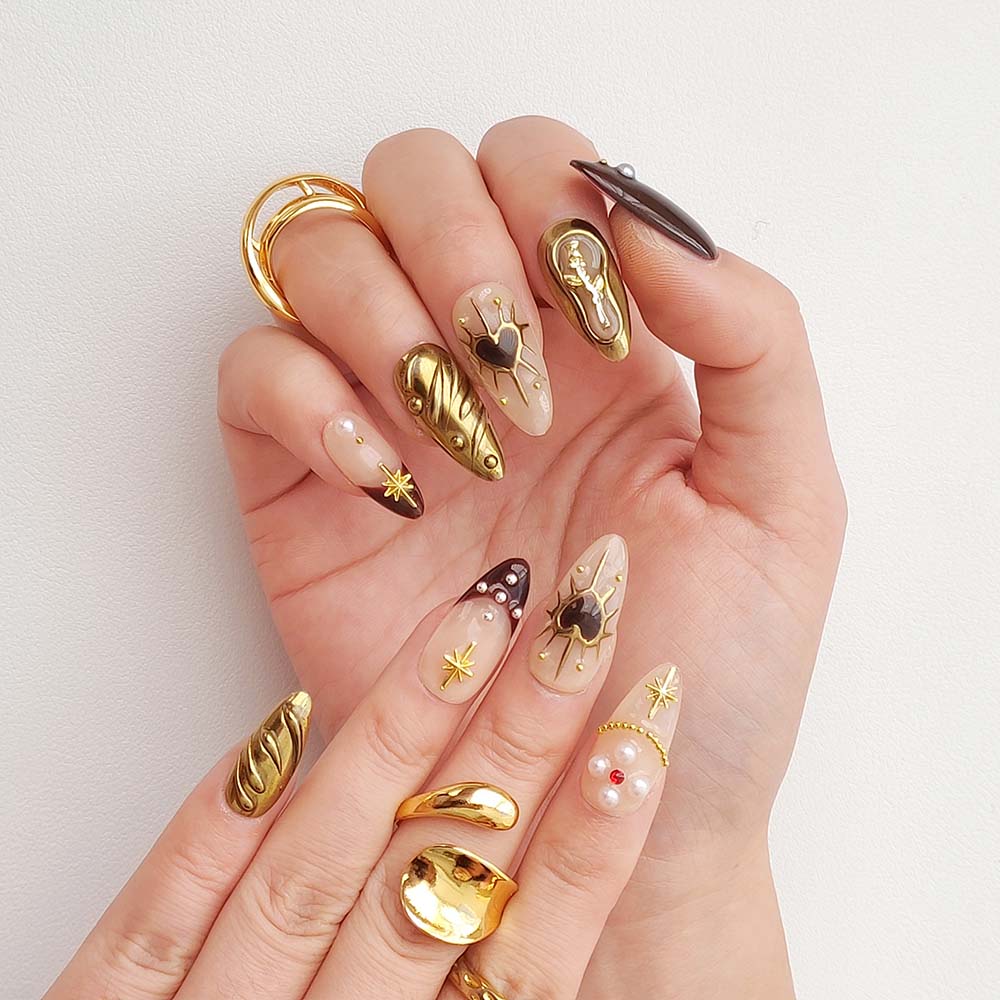 Art Garden Press On Nails Flowering Hearts 191