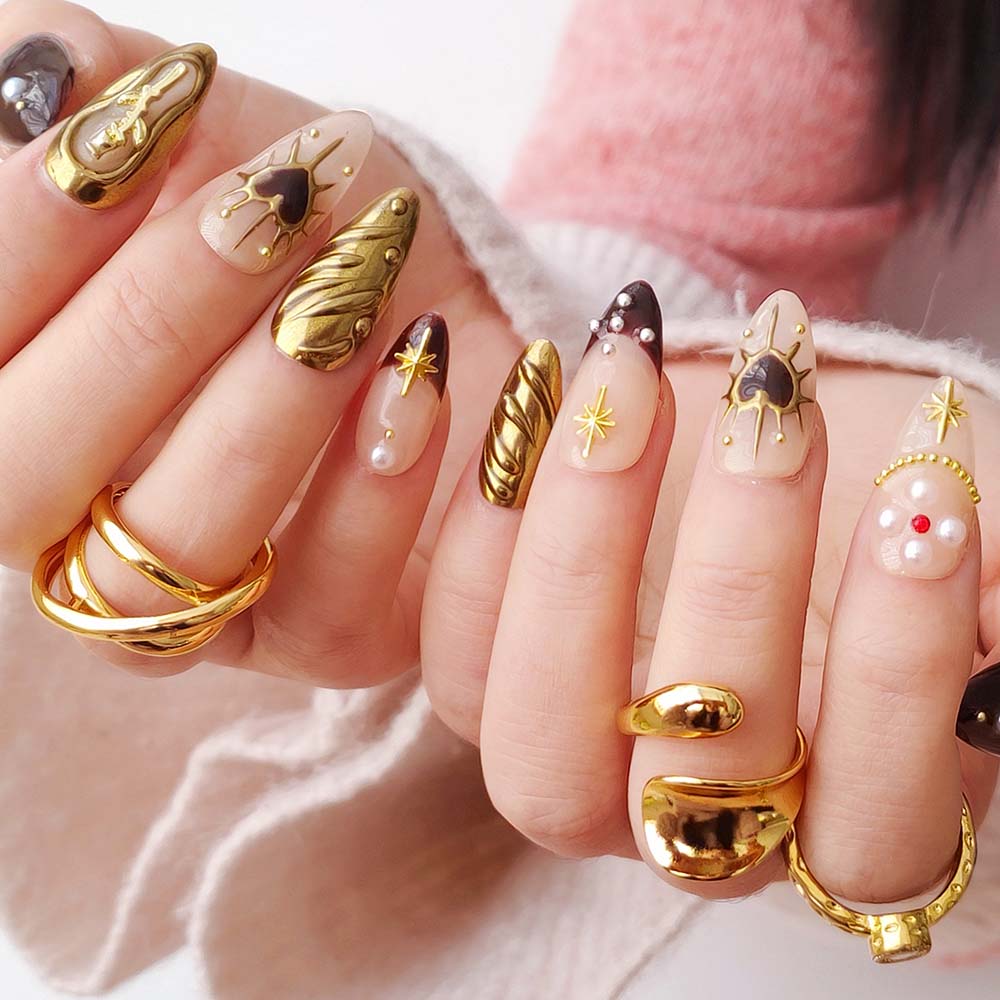 Art Garden Press On Nails Flowering Hearts 191