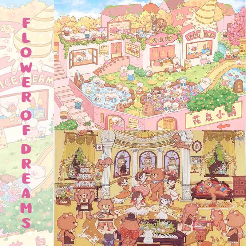 Flower of Dreams DIY 3D Scene Stickers 2 Cute Miniature Scenes(M)