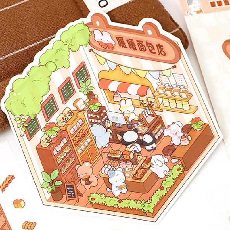 Fluffy Sweet Haven DIY 3D Scene Stickers 4 Cute Miniature Scenes(S)