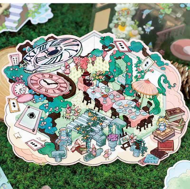 Fogwood Fable DIY 3D Scene Stickers 4 Cute Miniature Scenes(S)