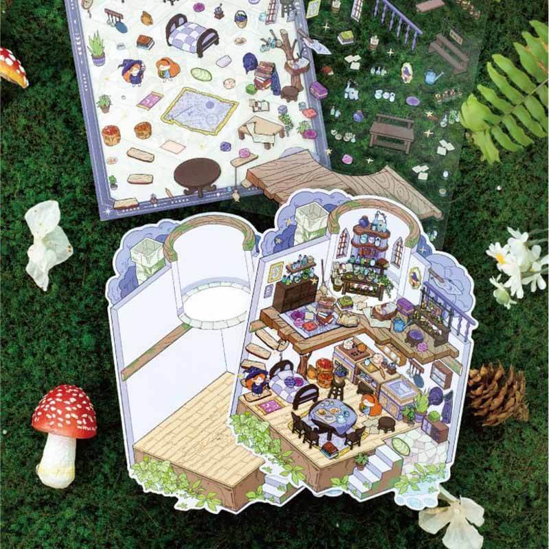 Fogwood Fable DIY 3D Scene Stickers 4 Cute Miniature Scenes(S)