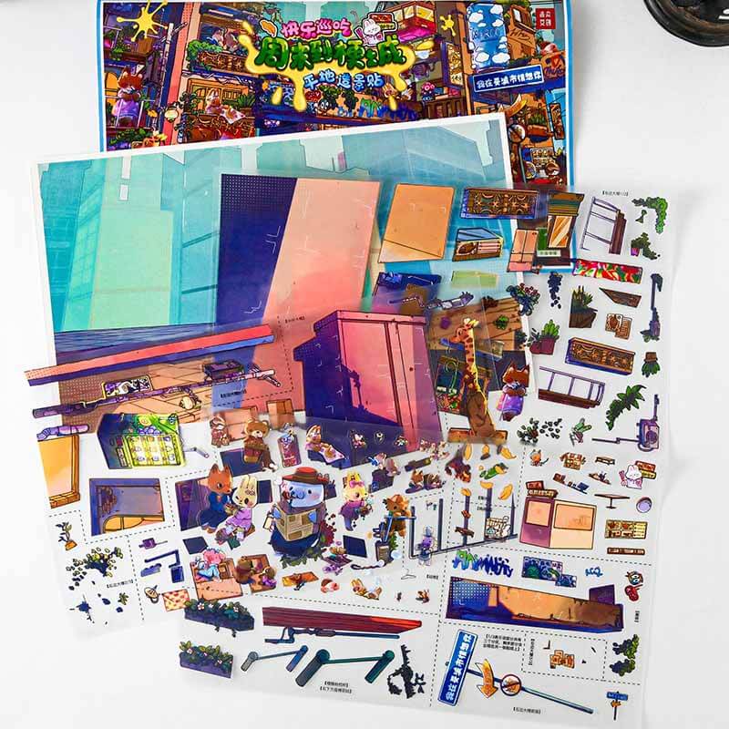 Food Crawl DIY 3D Scene Stickers 2 Cute Miniature Scenes(L)