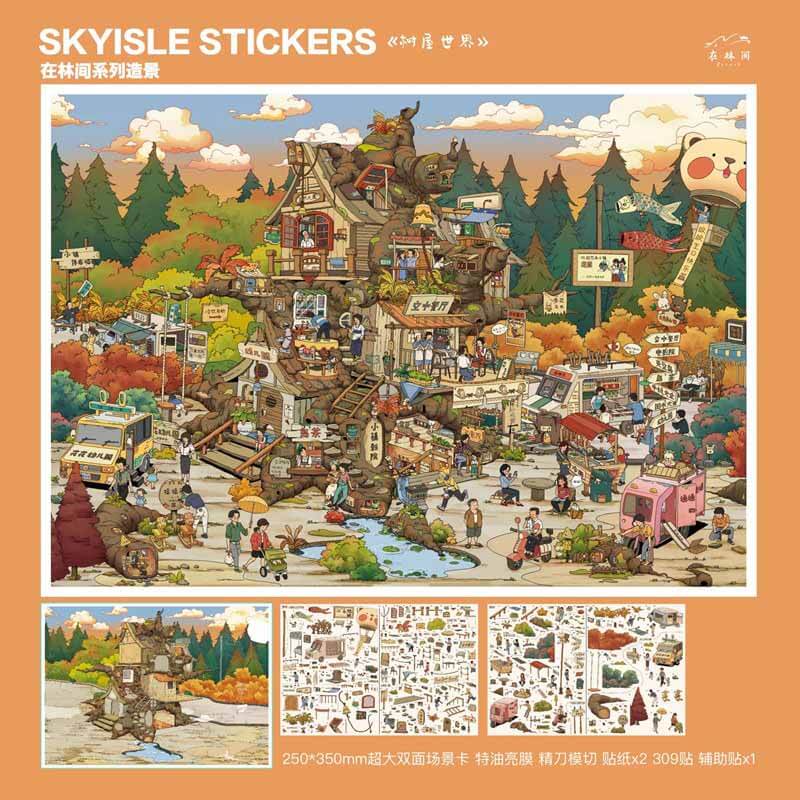Forest Escape DIY 3D Scene Stickers With Guide Lines(XL)