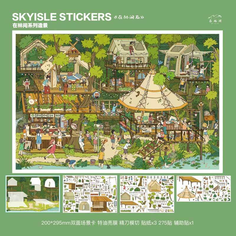 Forest Escape DIY 3D Scene Stickers With Guide Lines(XL)