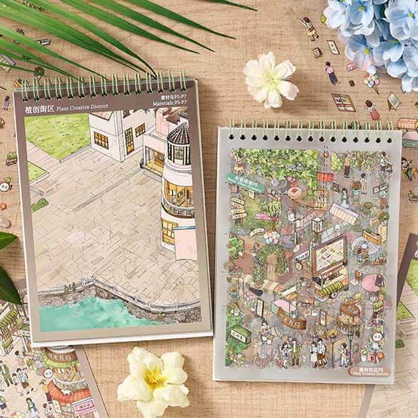Forest Neighbor Travel Book 3D Scene Stickers With Guide Lines(S)