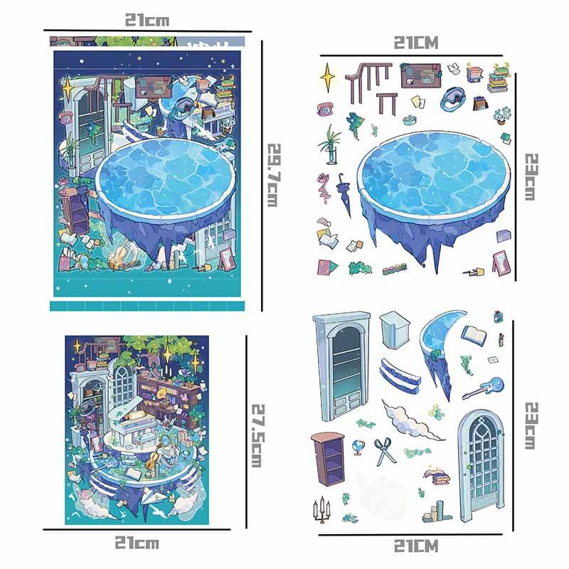 Fringe Isle DIY 3D Scene Stickers 2 Cute Miniature Scenes(L)