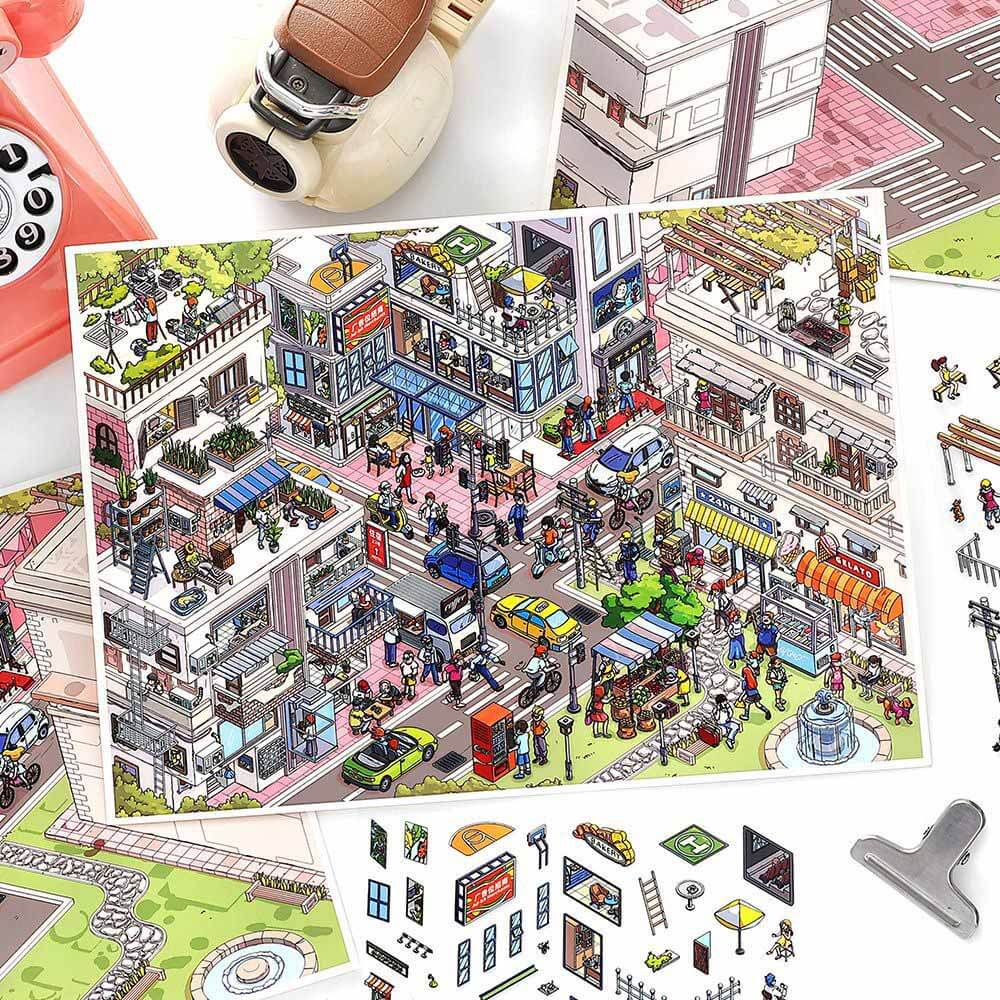 Fringe Town DIY 3D Scene Stickers 2 Cute Miniature Scenes(L)