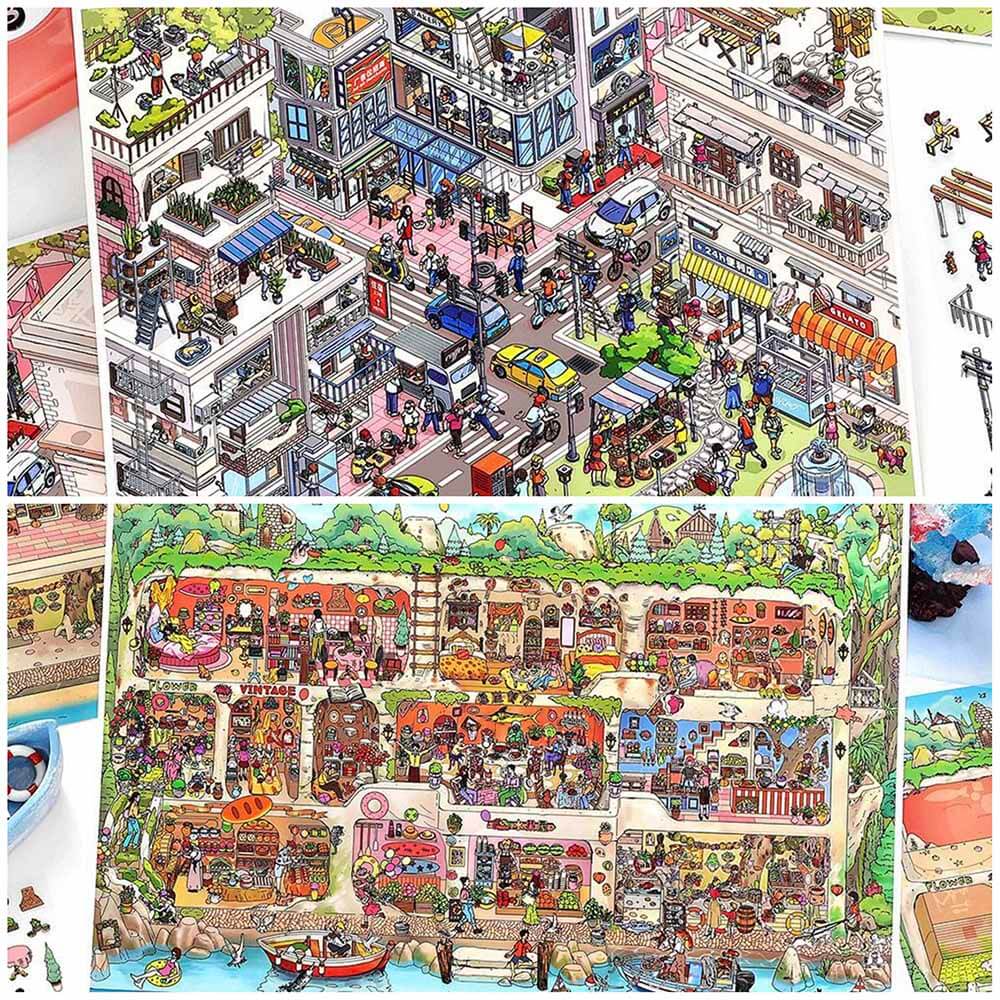 Fringe Town DIY 3D Scene Stickers 2 Cute Miniature Scenes(L)