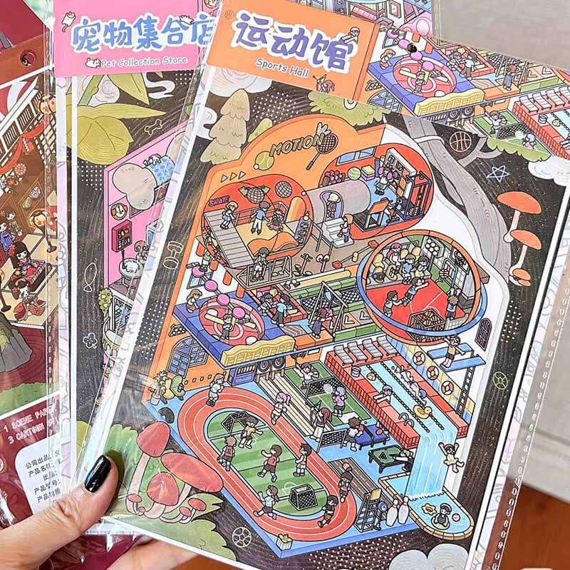 Fun Collection DIY 3D Scene Stickers 2 Cute Miniature Scenes(L)