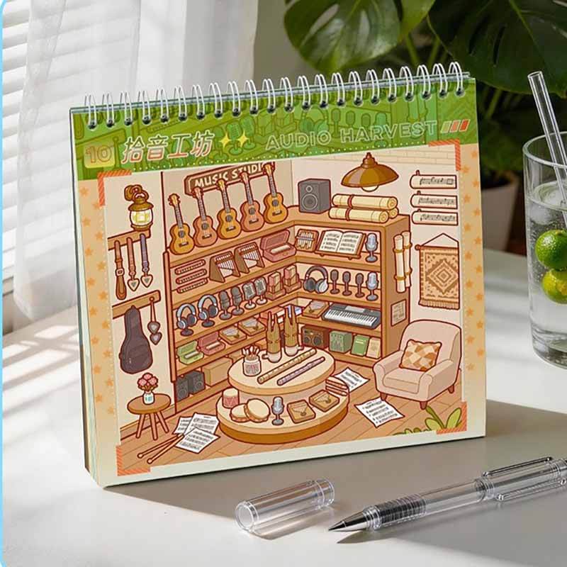 Fun Shelves Book DIY 3D Scene Stickers With Guide Lines(M)