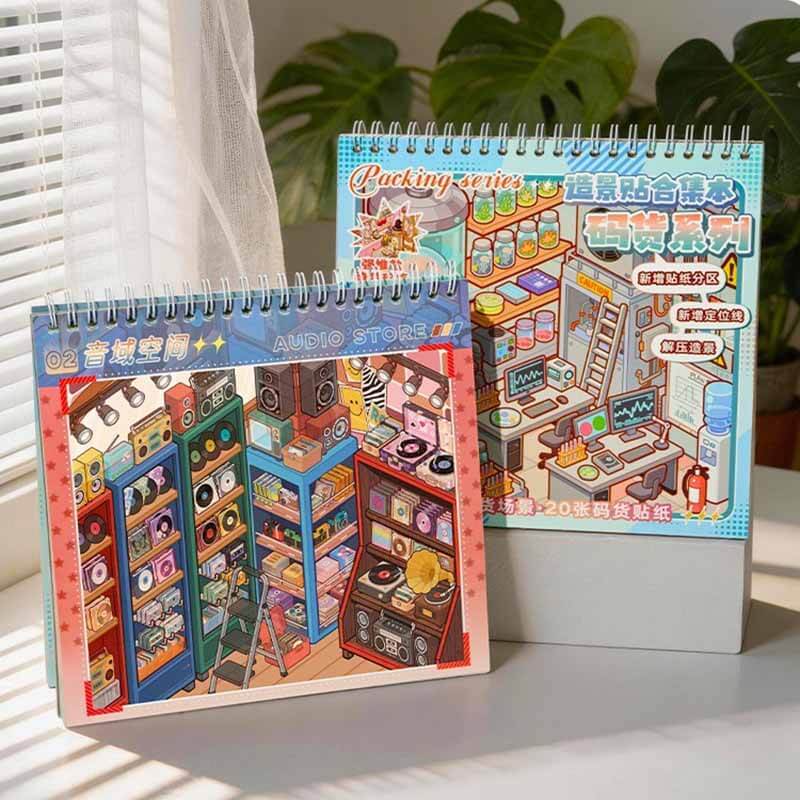 Fun Shelves Book DIY 3D Scene Stickers With Guide Lines(M)