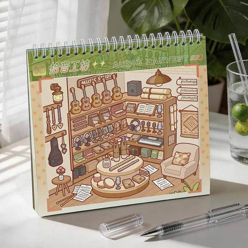 Fun Shelves Book DIY 3D Scene Stickers With Guide Lines(M)