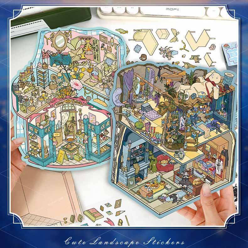 Garden of Spells DIY 3D Scene Stickers 2 Cute Miniature Scenes(L)