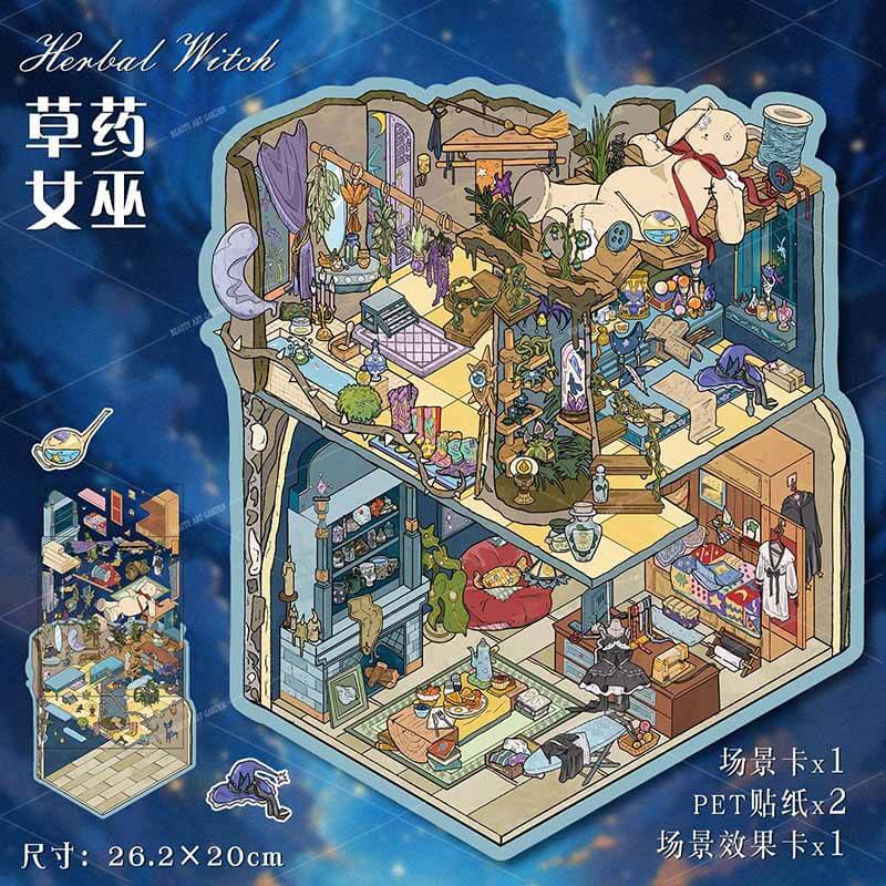 Garden of Spells DIY 3D Scene Stickers 2 Cute Miniature Scenes(L)