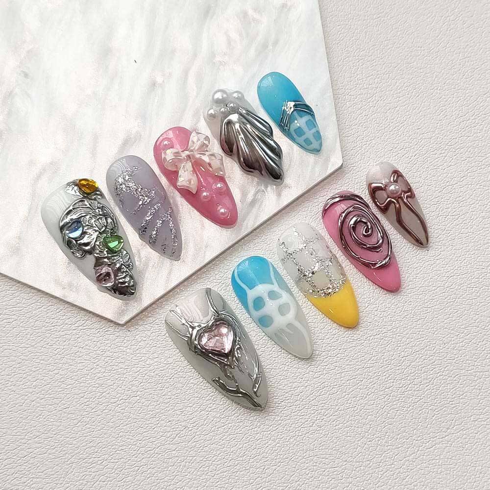 Art Garden Press On Nails Gemstone Wave 28
