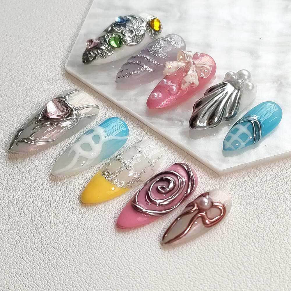 Art Garden Press On Nails Gemstone Wave 28